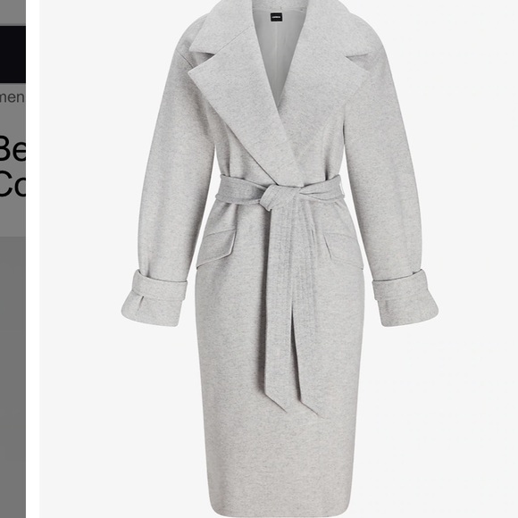 Belted Wrap Front Faux Wool Coat XL women's express jacket size XSmall $… - Picture 6 of 8